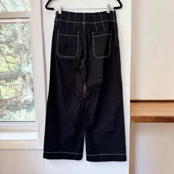 NWT Anthropologie The Colette Wide Leg Linen Pants Maeve Magic Contrast Black 27 - Picture 8 of 14